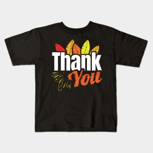 Thank You Logo with Colored Feathers Thanksgiving Kids T-Shirt